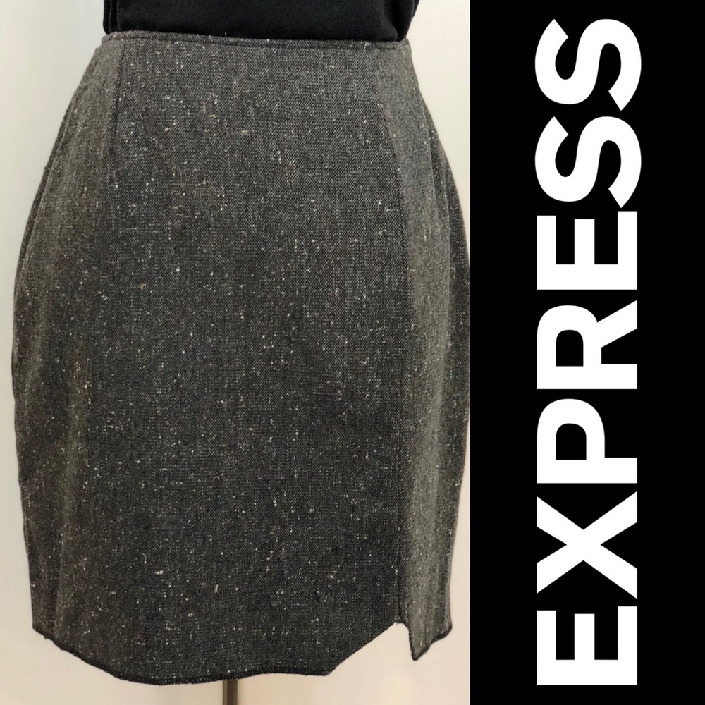EXPRESS Grey Tweed Mini Skirt